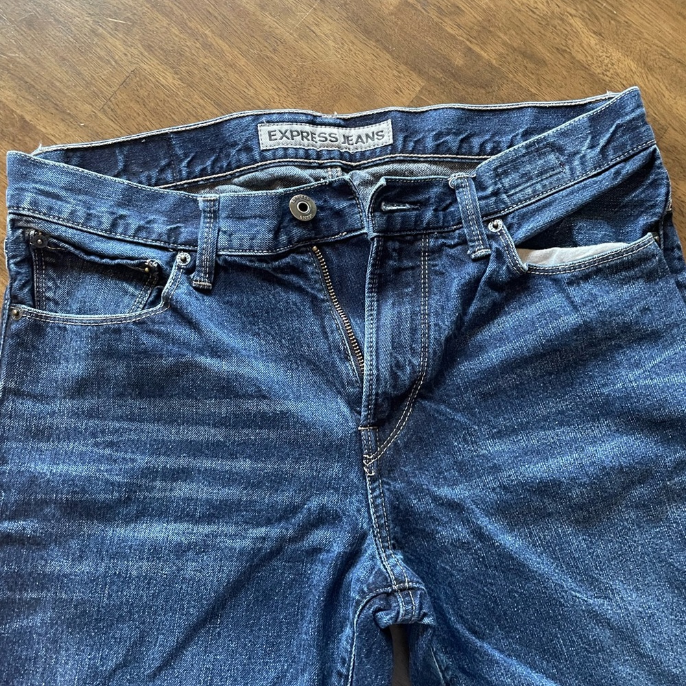 Express Men's Dark Blue Relaxed Jeans